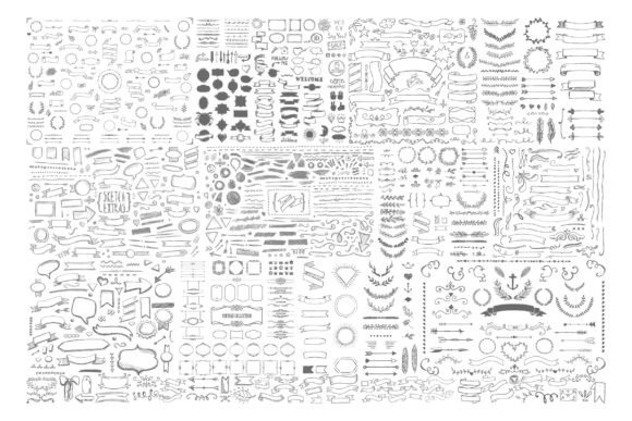 Download 998 Hand Drawn Frames, Banners &amp; Ribbons - Banners Collection