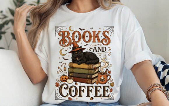 Download Spooky Books Coffee Halloween Shirt Png - Halloween shirt Collection