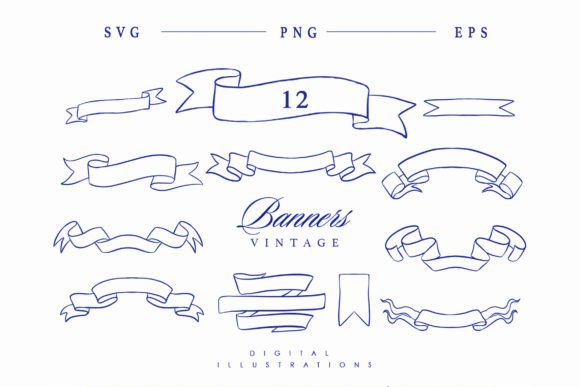 Download 12 Ribbon Banners - Banners Collection