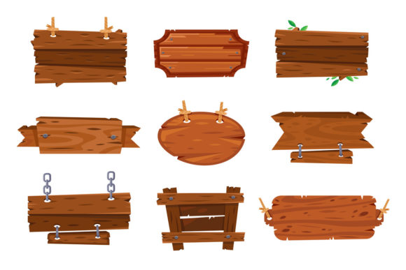 Download Cartoon Wood Boards Signs and Brown Wooden Banners - Banners Collection