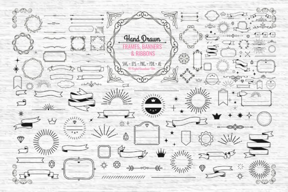 Download SVG Hand Drawn Frames, Banners &amp; Ribbons - Banners Collection