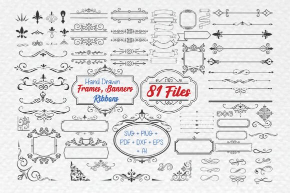 Download Hand Drawn Frames, Banners &amp; Ribbons - Banners Collection