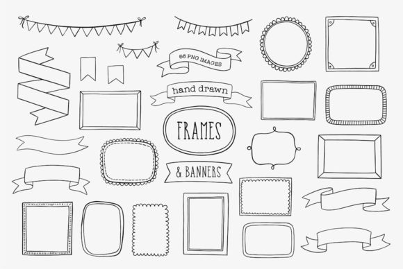 Download Hand Drawn Frames, Banners &amp; Ribbons - Banners Collection